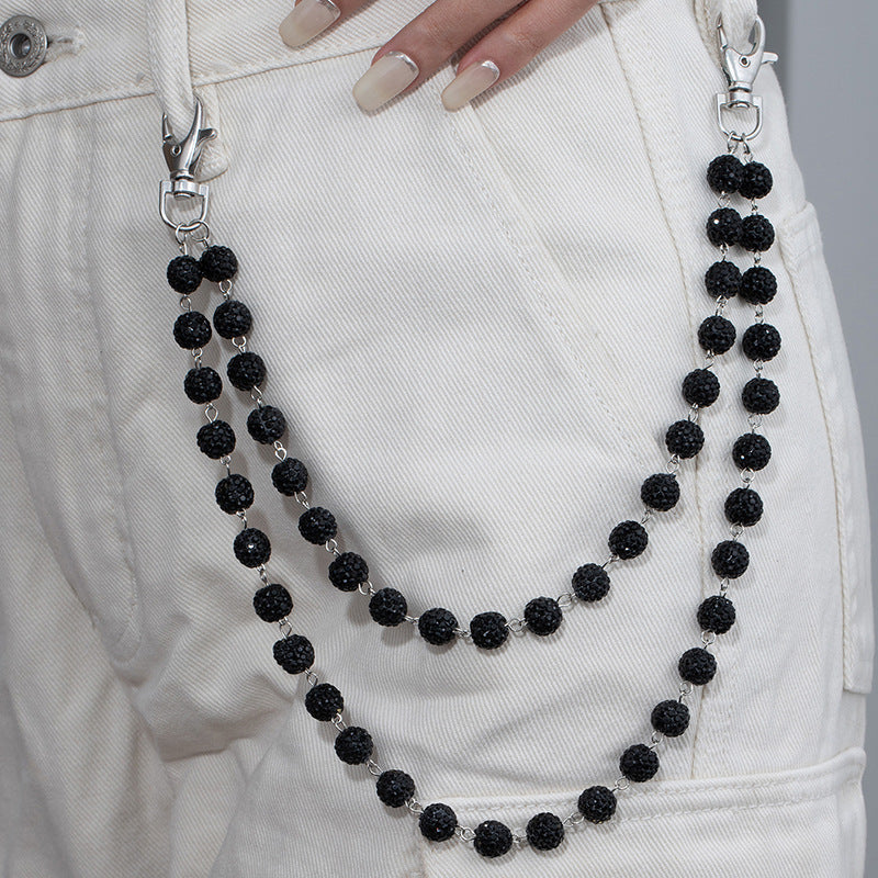 Black Rhinestone Wallet Chain